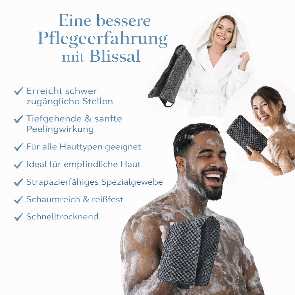 BLISSAL Duschpeeling Tuch - Erreiche endlich deinen ganzen Rücken